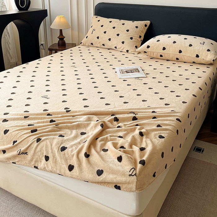 91家纺网 家纺一手货源 找家纺 朵朵家纺 2025新款加厚牛奶绒印花单床笠单品学生宿舍床垫保护套 床笠（床垫保护套可定制尺寸 ） 满心欢喜