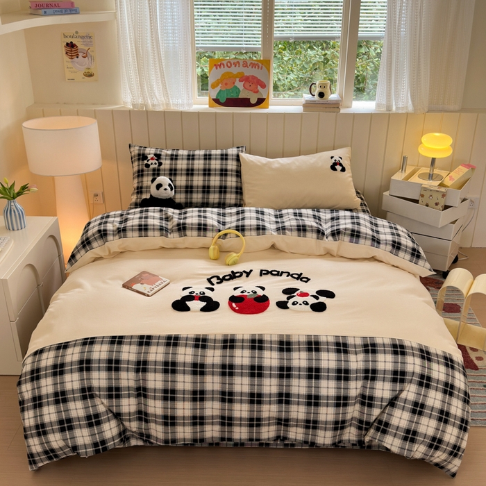 91家纺网 家纺一手货源 找家纺 （总）如意朵 2025新款全棉磨毛卡通毛巾绣四件套（专版花型）-场景二