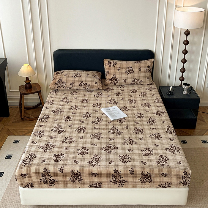 91家纺网 家纺一手货源 找家纺 朵朵家纺 2025新款加厚牛奶绒印花单床笠单品学生宿舍床垫保护套 床笠（床垫保护套可定制尺寸 ） 南枝向暖