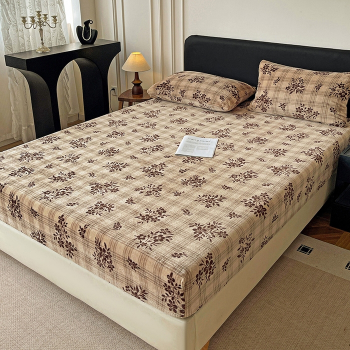 91家纺网 家纺一手货源 找家纺 朵朵家纺 2025新款加厚牛奶绒印花单床笠单品学生宿舍床垫保护套 床笠（床垫保护套可定制尺寸 ） 南枝向暖