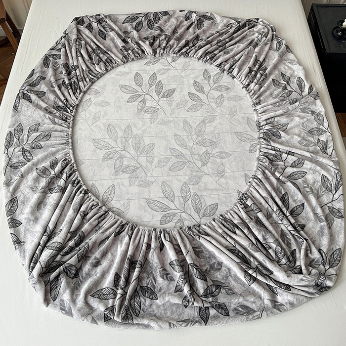 91家纺网 家纺一手货源 找家纺 朵朵家纺 2025新款加厚牛奶绒印花单床笠单品学生宿舍床垫保护套 床笠（床垫保护套可定制尺寸 ） 一叶知秋