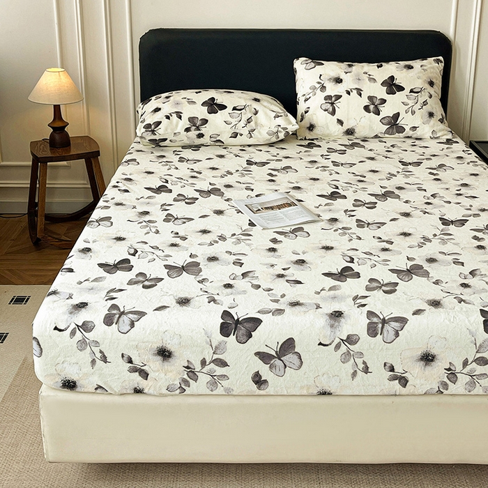 91家纺网 家纺一手货源 找家纺 朵朵家纺 2025新款加厚牛奶绒印花单床笠单品学生宿舍床垫保护套 床笠（床垫保护套可定制尺寸 ） 月光蝴蝶