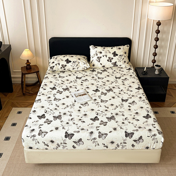 91家纺网 家纺一手货源 找家纺 朵朵家纺 2025新款加厚牛奶绒印花单床笠单品学生宿舍床垫保护套 床笠（床垫保护套可定制尺寸 ） 月光蝴蝶