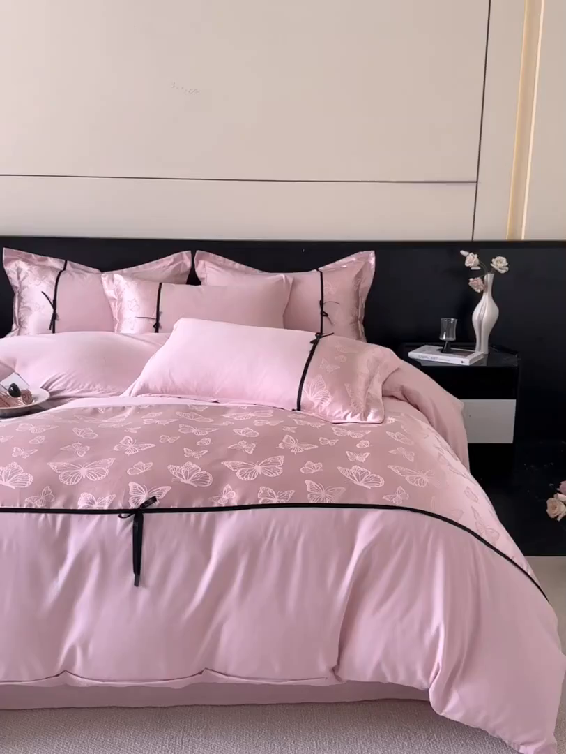 91家纺网 家纺一手货源 找家纺 （总）千希家纺 2025新款斜纹亲肤棉提花四件套-洛莉系列（提供买家秀）