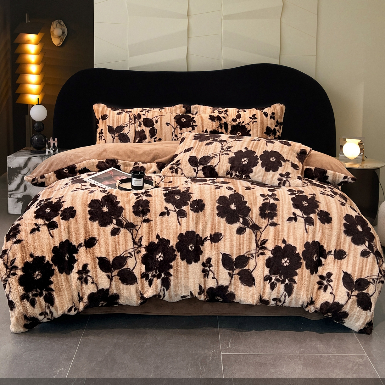 91家纺网 家纺一手货源 找家纺 悦织语 2025新款高克重加厚轻奢獭兔毛美拉德风四件套 兔毛-漫漫