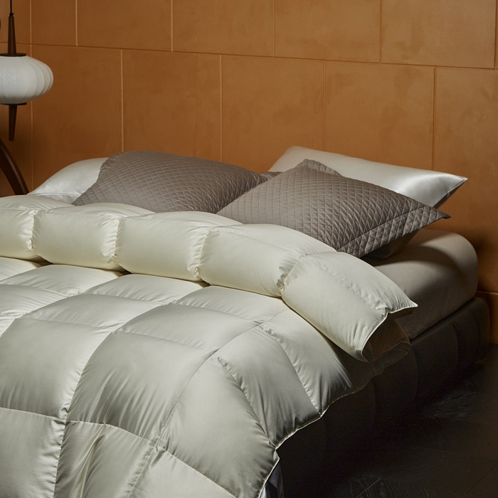 91家纺网 家纺一手货源 找家纺 暖羽屋羽绒馆  2025新款国标95白鹅绒被芯 莱赛尔高端羽绒被子 绒子含量95羽绒被 双人婚庆冬被春秋被卡尔佩斯   X卡尔佩斯   米色