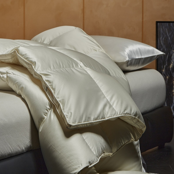 91家纺网 家纺一手货源 找家纺 暖羽屋羽绒馆  2025新款国标95白鹅绒被芯 莱赛尔高端羽绒被子 绒子含量95羽绒被 双人婚庆冬被春秋被卡尔佩斯   X卡尔佩斯   米色