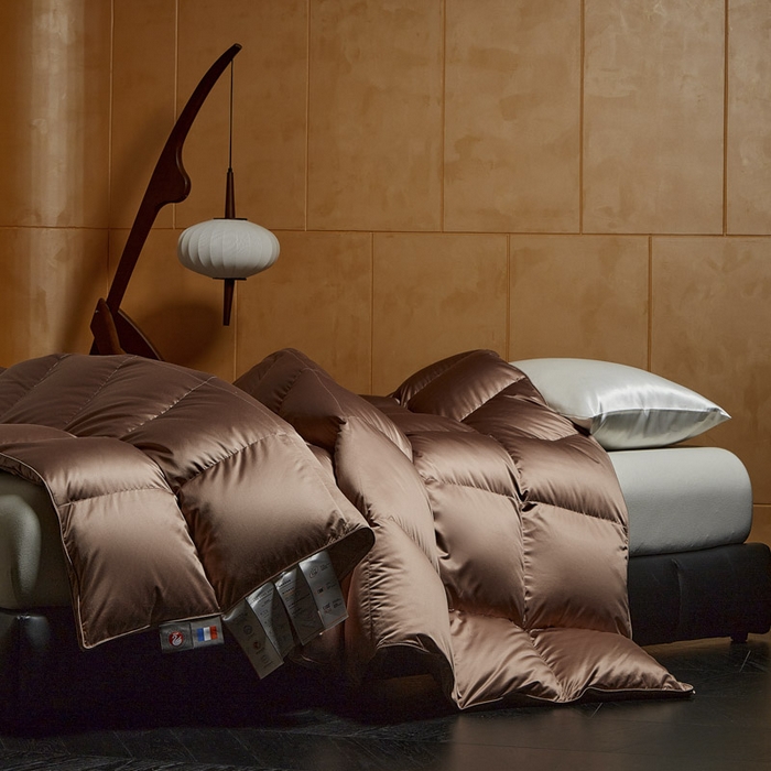 91家纺网 家纺一手货源 找家纺 暖羽屋羽绒馆  2025新款国标95白鹅绒被芯 莱赛尔高端羽绒被子 绒子含量95羽绒被 双人婚庆冬被春秋被卡尔佩斯   X卡尔佩斯  棕色