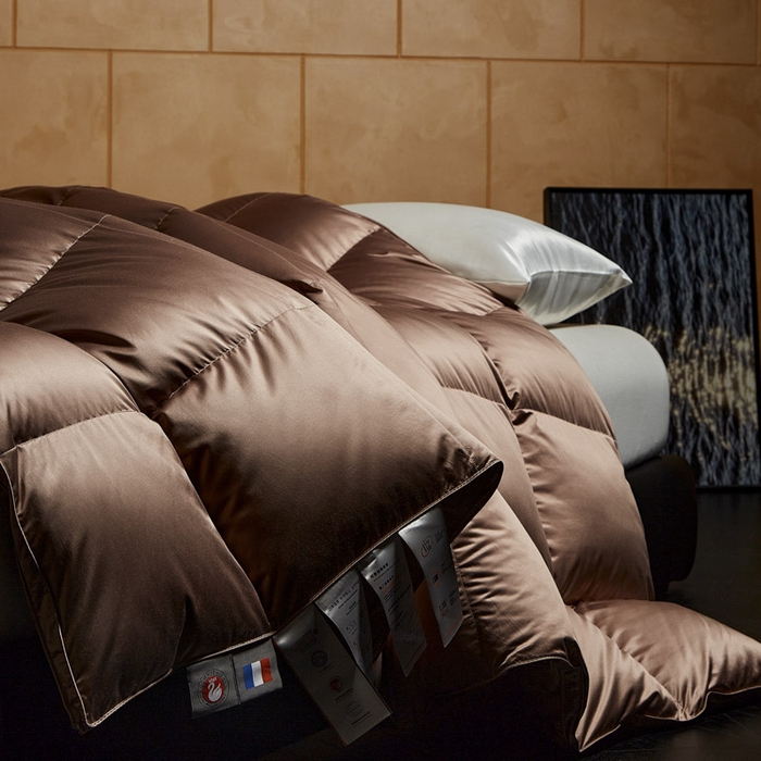 91家纺网 家纺一手货源 找家纺 暖羽屋羽绒馆  2025新款国标95白鹅绒被芯 莱赛尔高端羽绒被子 绒子含量95羽绒被 双人婚庆冬被春秋被卡尔佩斯   X卡尔佩斯  棕色