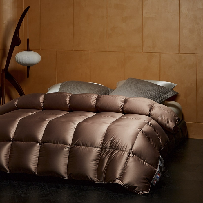 91家纺网 家纺一手货源 找家纺 暖羽屋羽绒馆  2025新款国标95白鹅绒被芯 莱赛尔高端羽绒被子 绒子含量95羽绒被 双人婚庆冬被春秋被卡尔佩斯   X卡尔佩斯  棕色