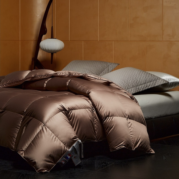 91家纺网 家纺一手货源 找家纺 暖羽屋羽绒馆  2025新款国标95白鹅绒被芯 莱赛尔高端羽绒被子 绒子含量95羽绒被 双人婚庆冬被春秋被卡尔佩斯   X卡尔佩斯  棕色