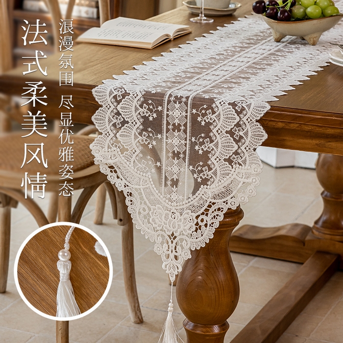 91家纺网 家纺一手货源 找家纺 （总）南通大梧纺织 2025新款法式复古水晶之恋桌旗