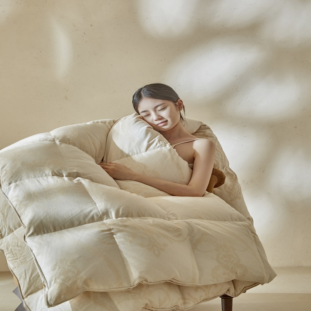 91家纺网 家纺一手货源 找家纺 （总）暖羽屋羽绒馆  2025新款绒子95白鸭绒被芯 A类彩棉 羽绒被子双人婚庆冬被2米床被子