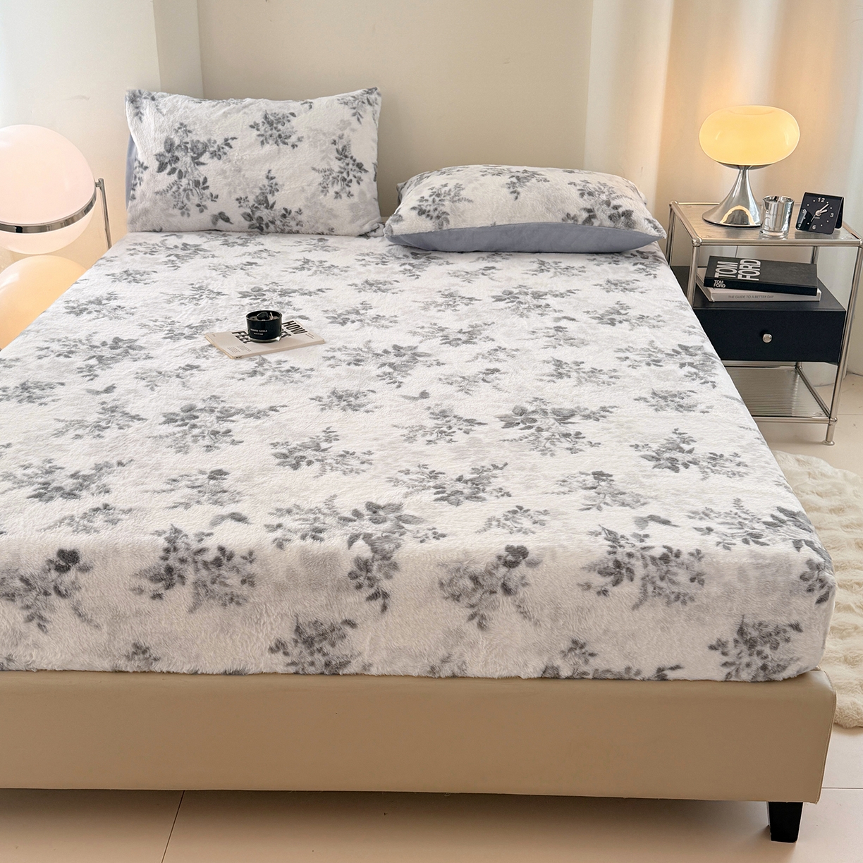 91家纺网 家纺一手货源 找家纺 悦织语 2025新款高克重加厚美拉德獭兔毛床笠床褥子床护垫 兔毛-繁花