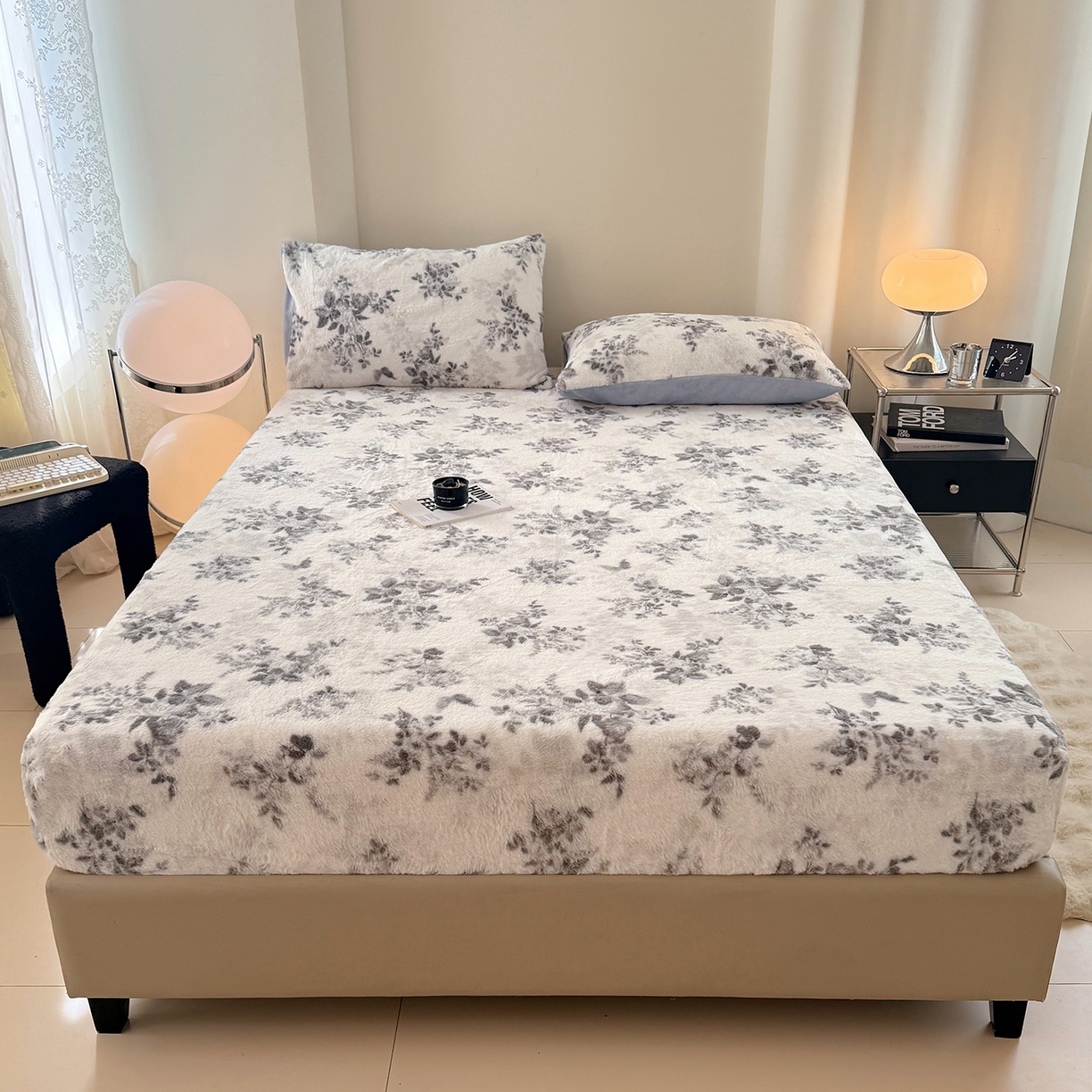 91家纺网 家纺一手货源 找家纺 悦织语 2025新款高克重加厚美拉德獭兔毛床笠床褥子床护垫 兔毛-繁花
