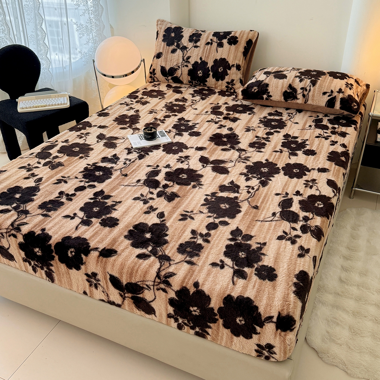 91家纺网 家纺一手货源 找家纺 （总）悦织语 2025新款高克重加厚美拉德獭兔毛床笠床褥子床护垫