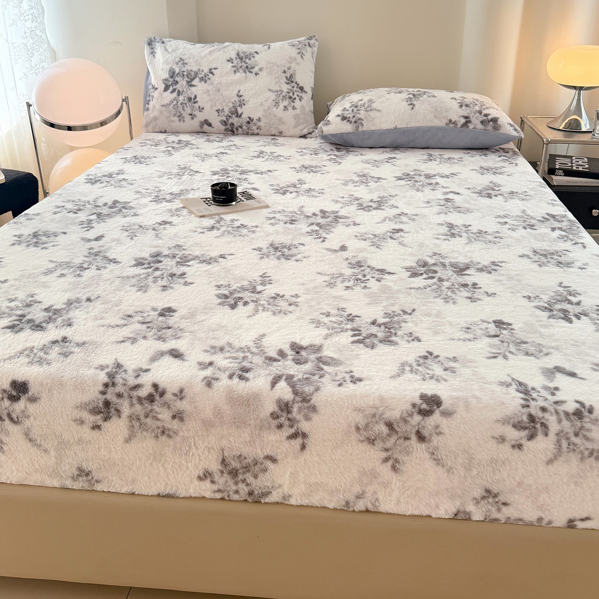 91家纺网 家纺一手货源 找家纺 悦织语 2025新款高克重加厚美拉德獭兔毛床笠床褥子床护垫 兔毛-繁花