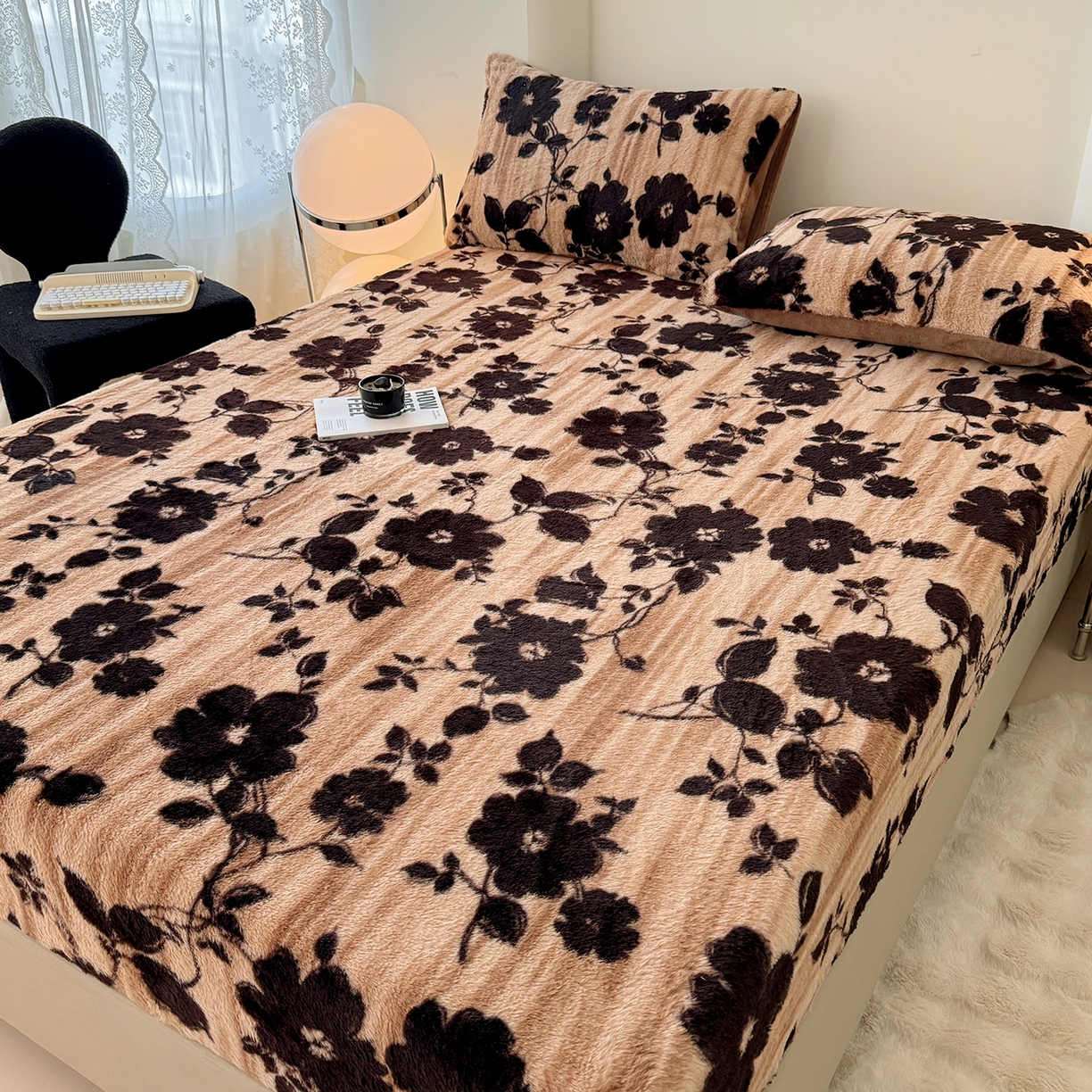 91家纺网 家纺一手货源 找家纺 悦织语 2025新款高克重加厚美拉德獭兔毛床笠床褥子床护垫 兔毛-漫漫