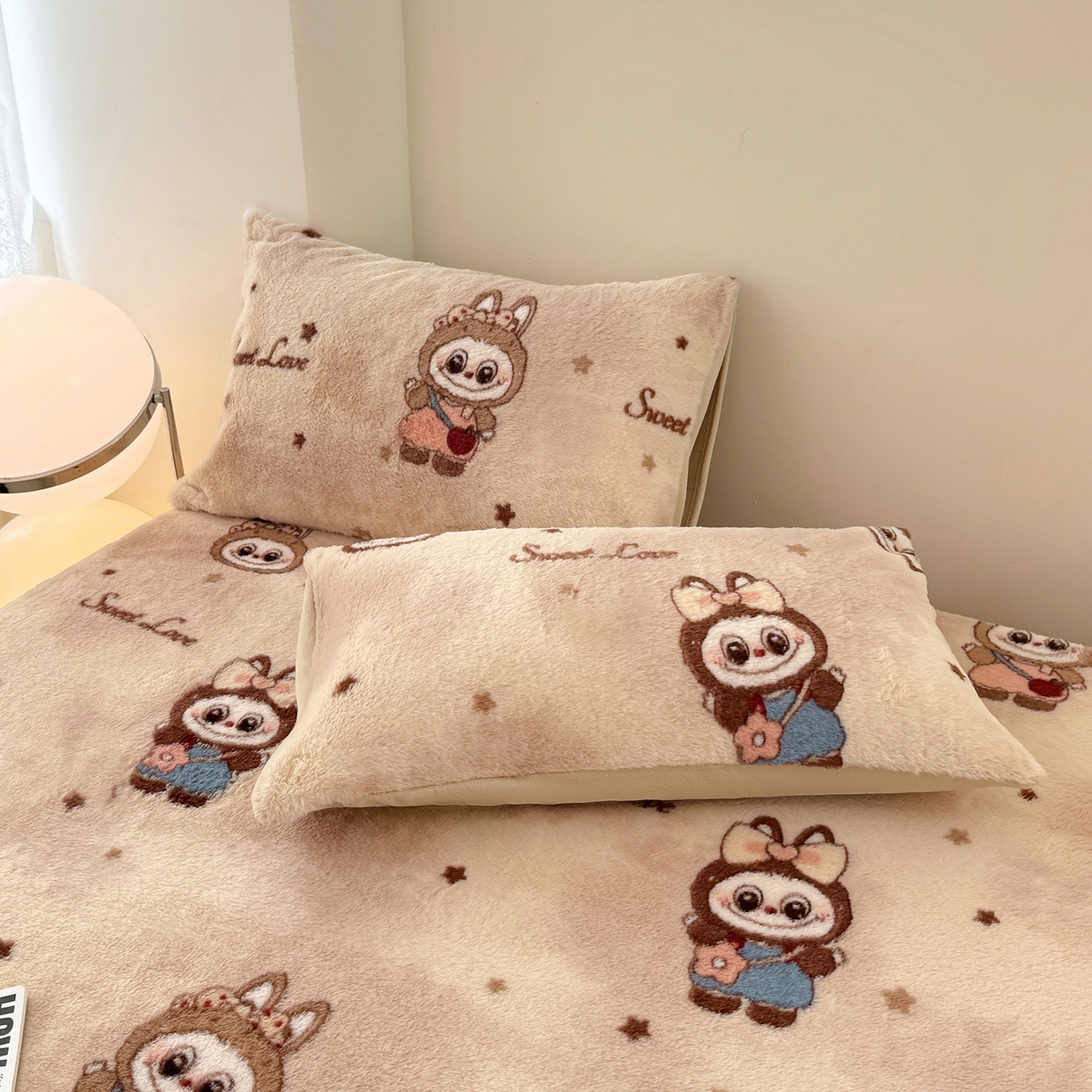 91家纺网 家纺一手货源 找家纺 悦织语 2025新款高克重加厚美拉德獭兔毛床笠床褥子床护垫 兔毛-拉布布