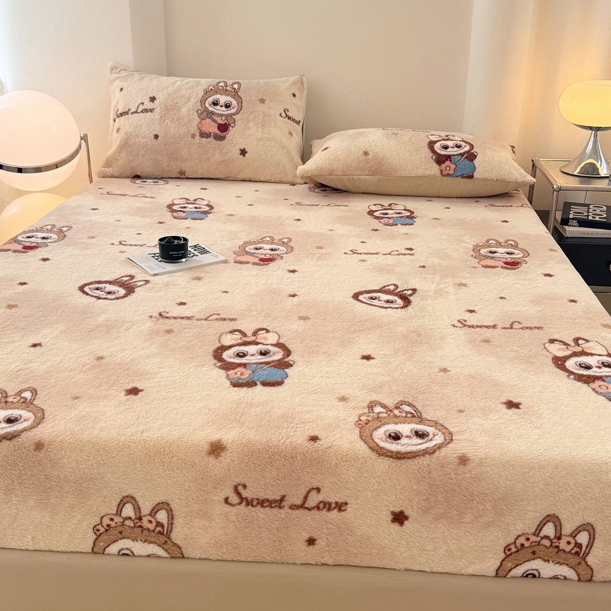 91家纺网 家纺一手货源 找家纺 悦织语 2025新款高克重加厚美拉德獭兔毛床笠床褥子床护垫 兔毛-拉布布