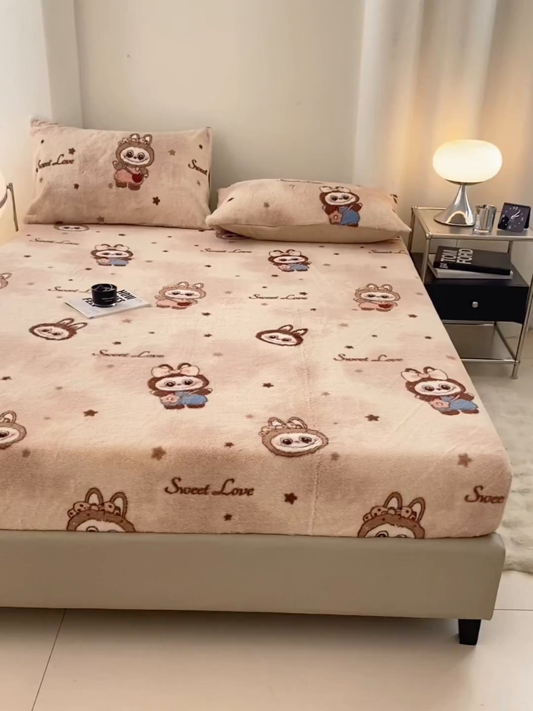 91家纺网 家纺一手货源 找家纺 悦织语 2025新款高克重加厚美拉德獭兔毛床笠床褥子床护垫 兔毛-拉布布