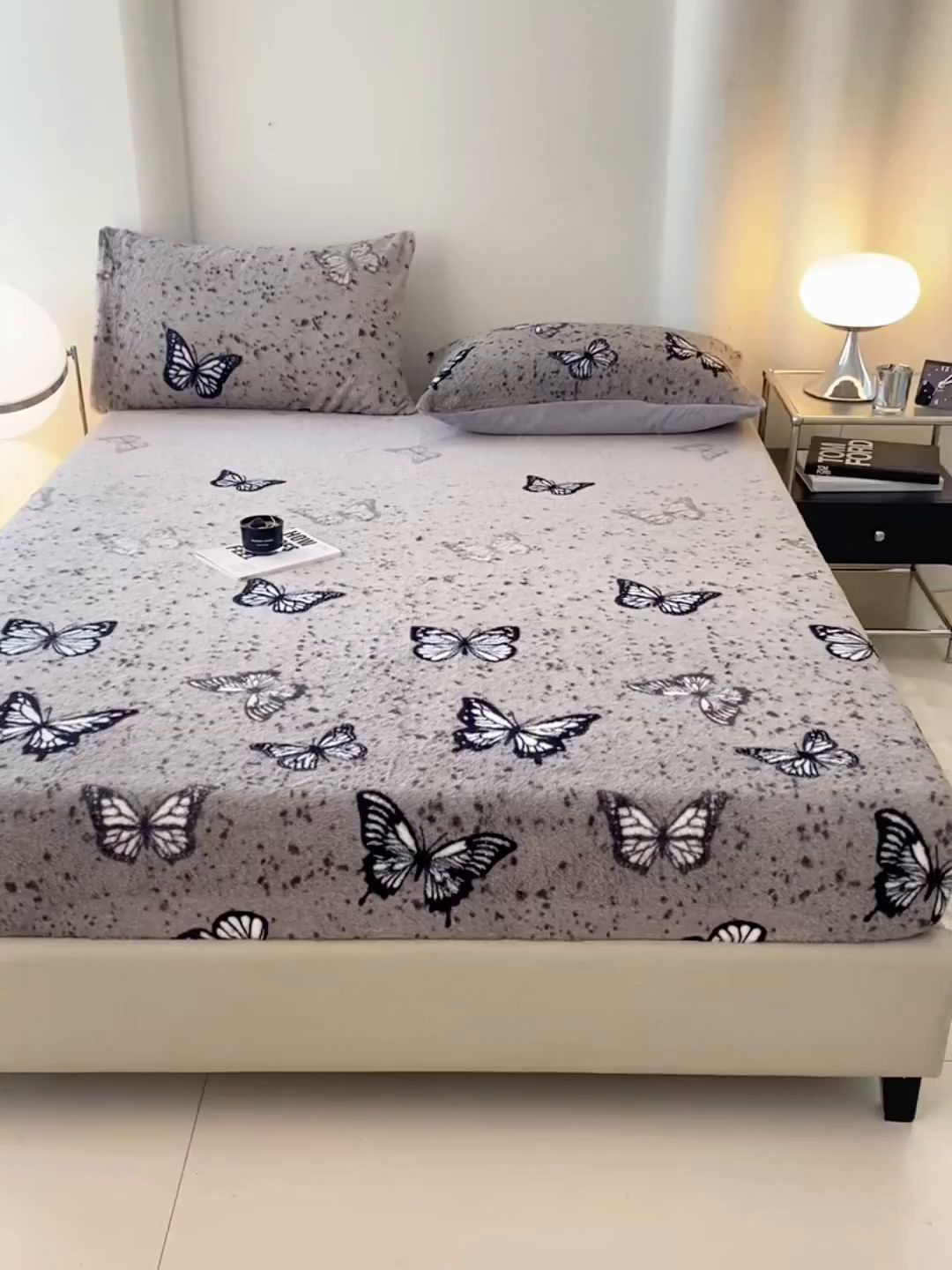 91家纺网 家纺一手货源 找家纺 悦织语 2025新款高克重加厚美拉德獭兔毛床笠床褥子床护垫 兔毛-蝶舞