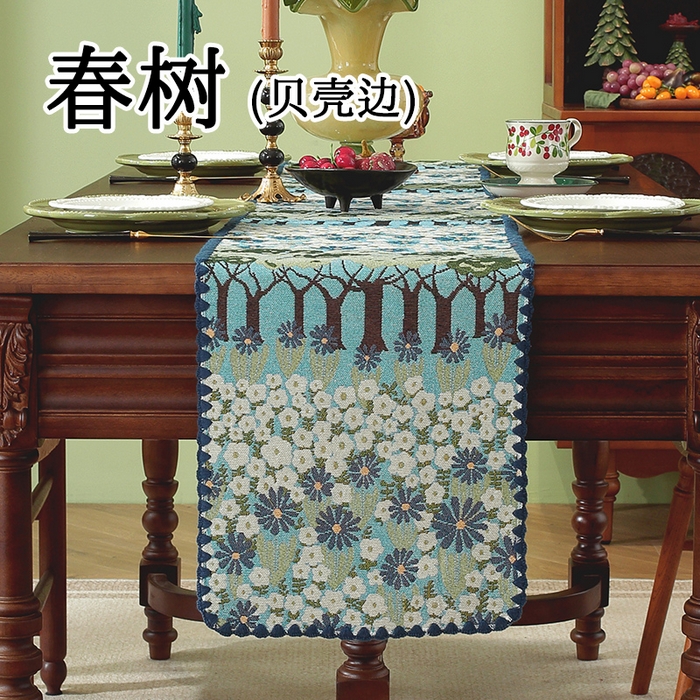 91家纺网 家纺一手货源 找家纺 （总）南通大梧纺织 2025新款家居美学美式田园春江町桌旗