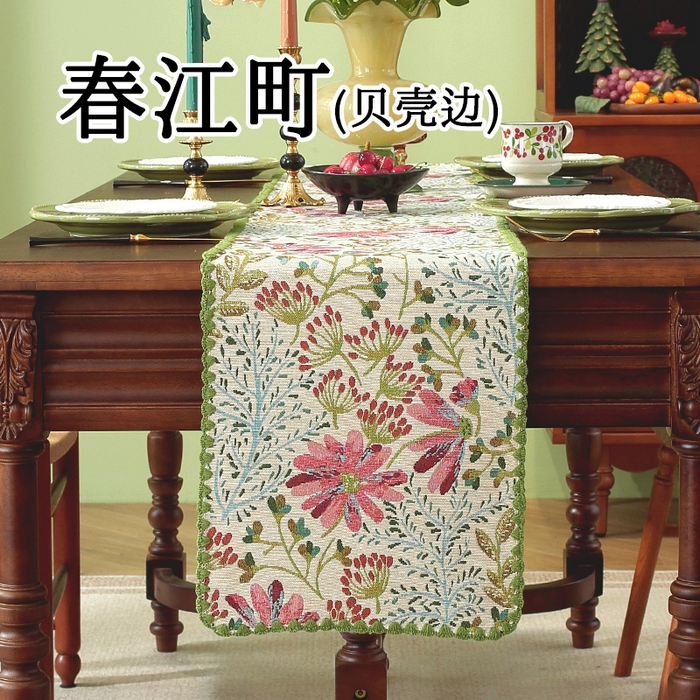 91家纺网 家纺一手货源 找家纺 （总）南通大梧纺织 2025新款家居美学美式田园春江町桌旗