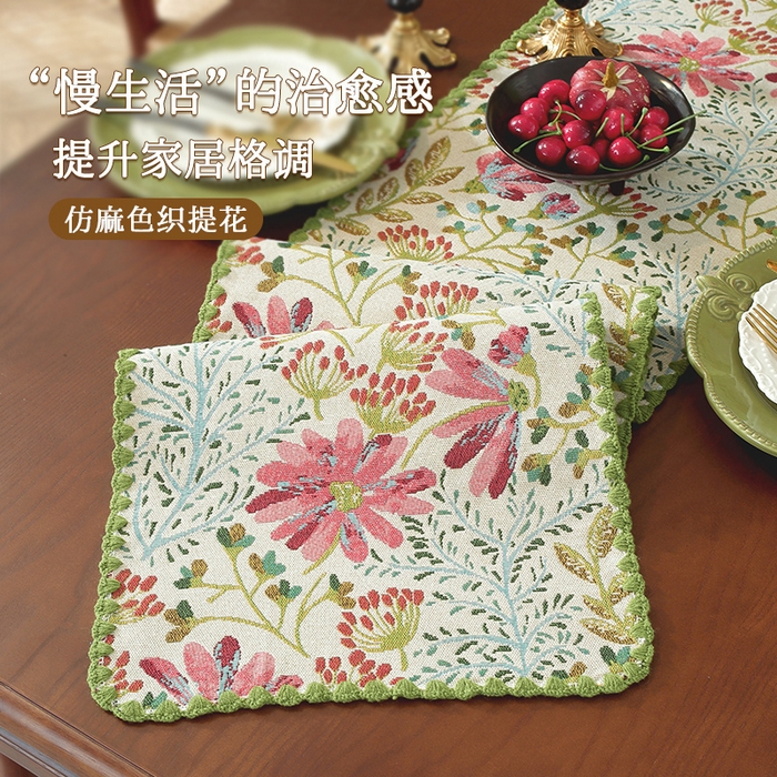 91家纺网 家纺一手货源 找家纺 （总）南通大梧纺织 2025新款家居美学美式田园春江町桌旗