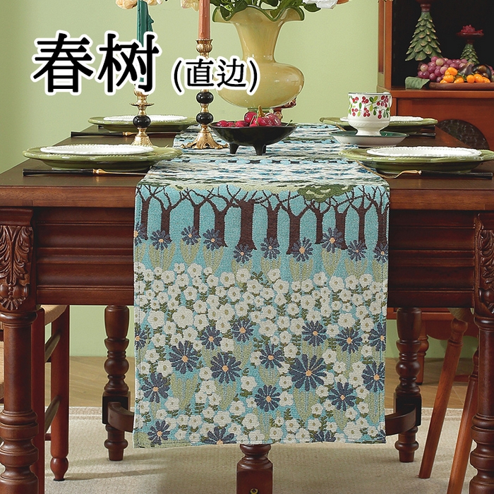 91家纺网 家纺一手货源 找家纺 （总）南通大梧纺织 2025新款家居美学美式田园春江町桌旗