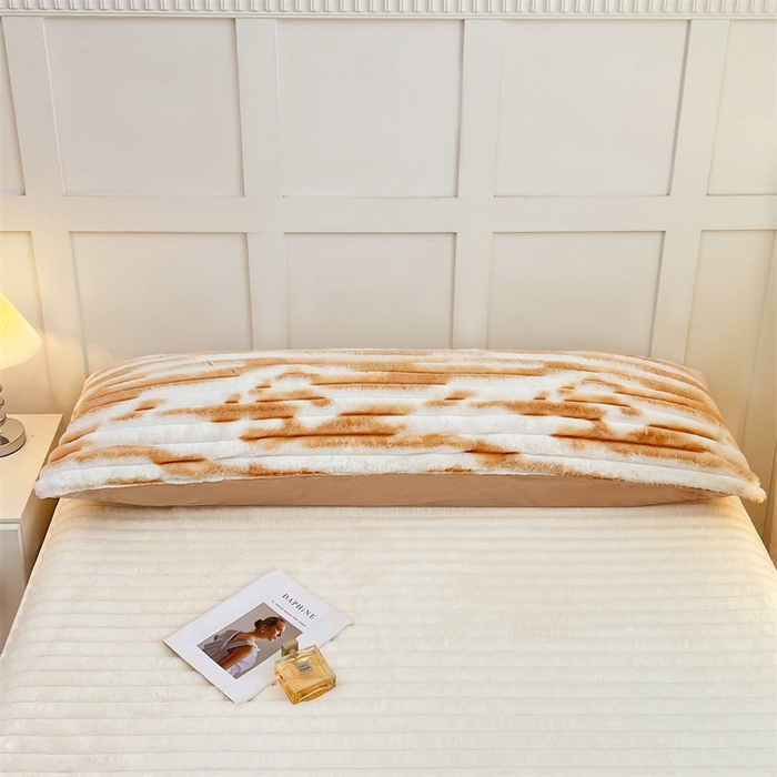 91家纺网 家纺一手货源 找家纺 梦舒羽 2025新款兔毛绒双人枕套牛奶绒加长法兰绒枕芯套法莱绒枕头套-抽条 兔毛绒抽条-梦幻奶咖