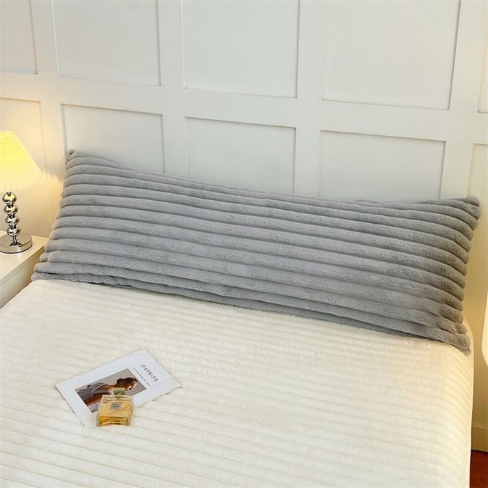 91家纺网 家纺一手货源 找家纺 梦舒羽 2025新款兔毛绒双人枕套牛奶绒加长法兰绒枕芯套法莱绒枕头套-抽条 兔毛绒抽条-烟雨灰