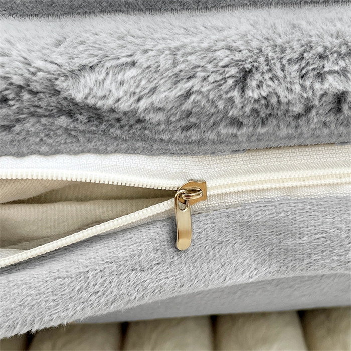 91家纺网 家纺一手货源 找家纺 梦舒羽 2025新款兔毛绒双人枕套牛奶绒加长法兰绒枕芯套法莱绒枕头套-抽条 兔毛绒抽条-烟雨灰