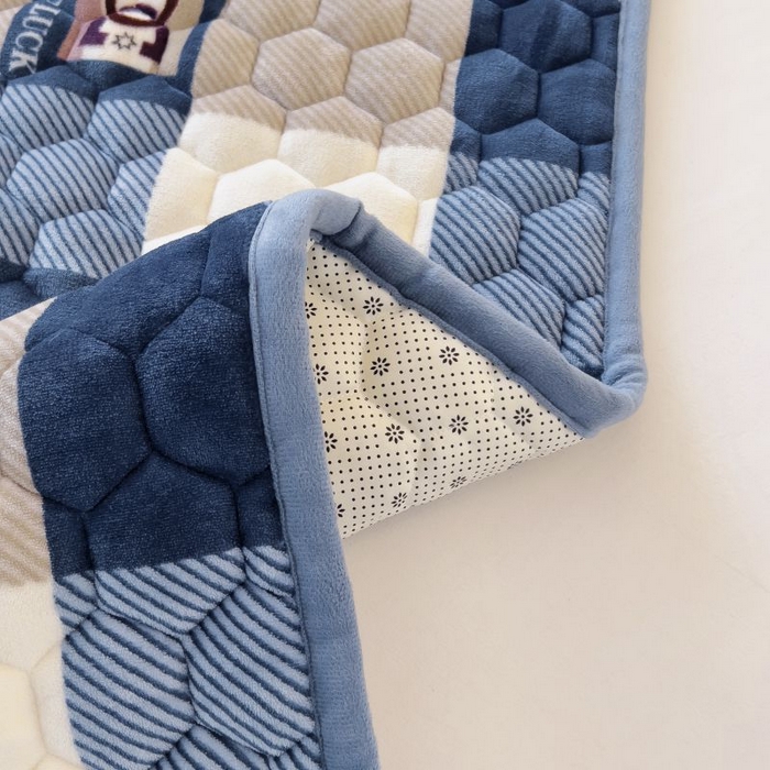 91家纺网 家纺一手货源 找家纺 （总）情煊家纺 2025新款简约加厚A类牛奶绒夹棉印花床盖