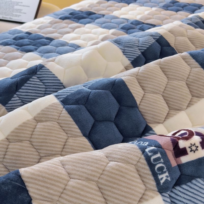 91家纺网 家纺一手货源 找家纺 （总）情煊家纺 2025新款简约加厚A类牛奶绒夹棉印花床盖