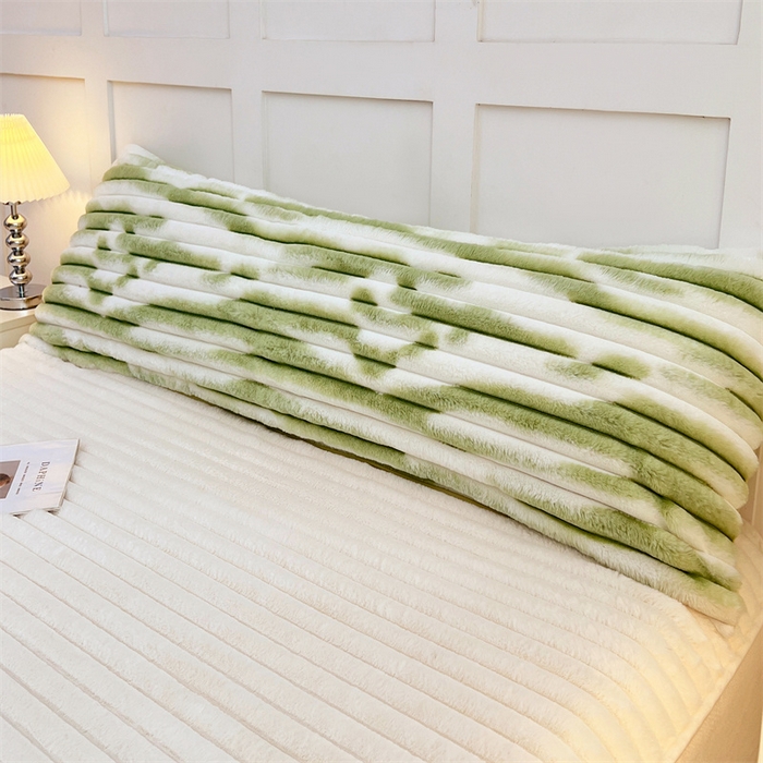 91家纺网 家纺一手货源 找家纺 梦舒羽 2025新款兔毛绒双人枕套牛奶绒加长法兰绒枕芯套法莱绒枕头套-抽条 兔毛绒抽条-梦幻果绿