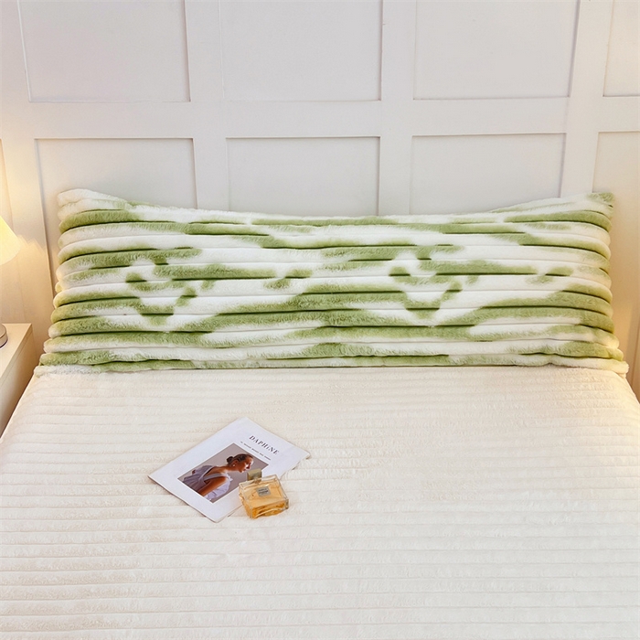 91家纺网 家纺一手货源 找家纺 梦舒羽 2025新款兔毛绒双人枕套牛奶绒加长法兰绒枕芯套法莱绒枕头套-抽条 兔毛绒抽条-梦幻果绿