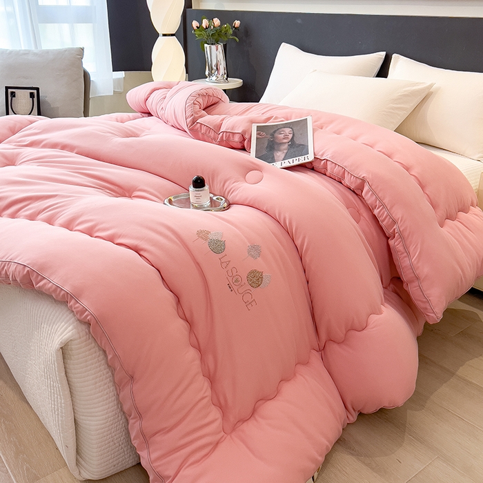 91家纺网 家纺一手货源 找家纺 丽莱美家纺 2025新款牛奶棉新疆羽丝绵被被子被芯-云柔系列 云柔-粉