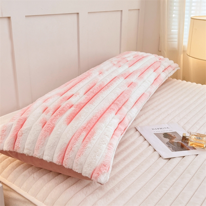 91家纺网 家纺一手货源 找家纺 梦舒羽 2025新款兔毛绒双人枕套牛奶绒加长法兰绒枕芯套法莱绒枕头套-抽条 兔毛绒抽条-梦幻樱粉