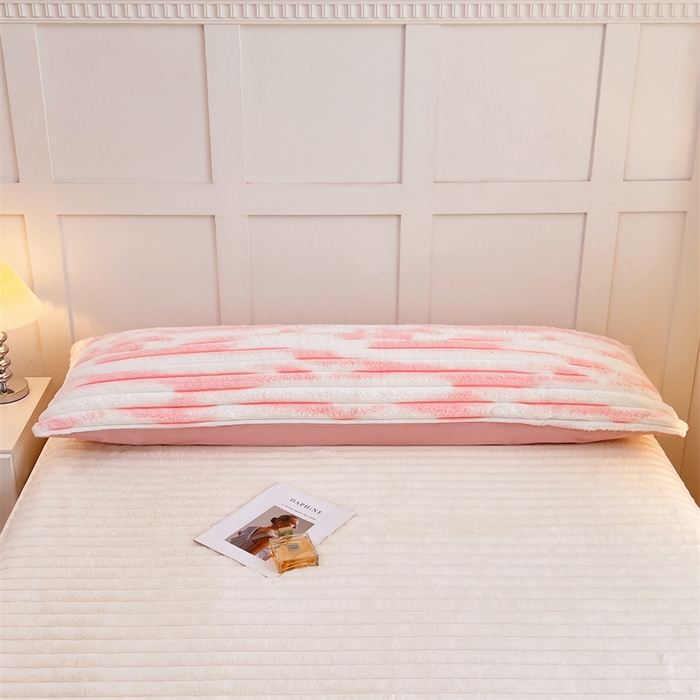 91家纺网 家纺一手货源 找家纺 梦舒羽 2025新款兔毛绒双人枕套牛奶绒加长法兰绒枕芯套法莱绒枕头套-抽条 兔毛绒抽条-梦幻樱粉