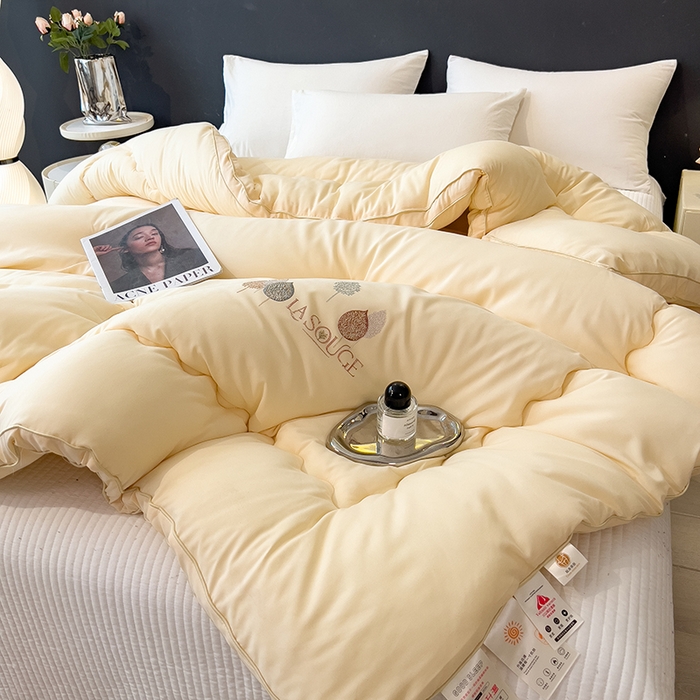 91家纺网 家纺一手货源 找家纺 丽莱美家纺 2025新款牛奶棉新疆羽丝绵被被子被芯-云柔系列 云柔-黄