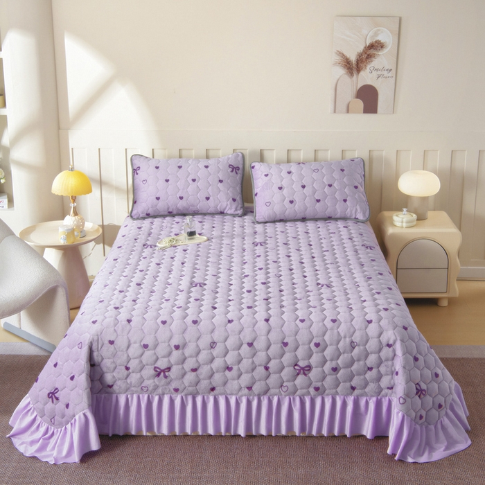 91家纺网 家纺一手货源 找家纺 （总）情煊家纺 2025新款简约加厚A类牛奶绒夹棉印花床盖