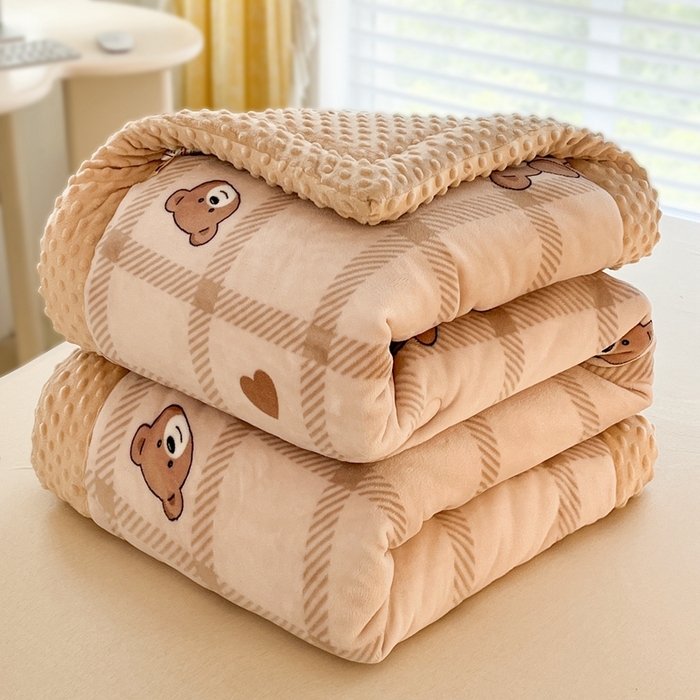 默忆 2025新款牛奶绒豆豆被被子被芯 格子熊