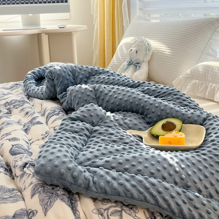 91家纺网 家纺一手货源 找家纺 默忆 2025新款牛奶绒豆豆被被子被芯 青花瓷