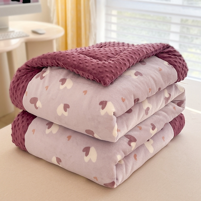 默忆 2025新款牛奶绒豆豆被被子被芯 心相印