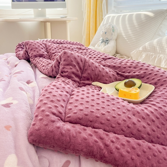 91家纺网 家纺一手货源 找家纺 默忆 2025新款牛奶绒豆豆被被子被芯 心相印