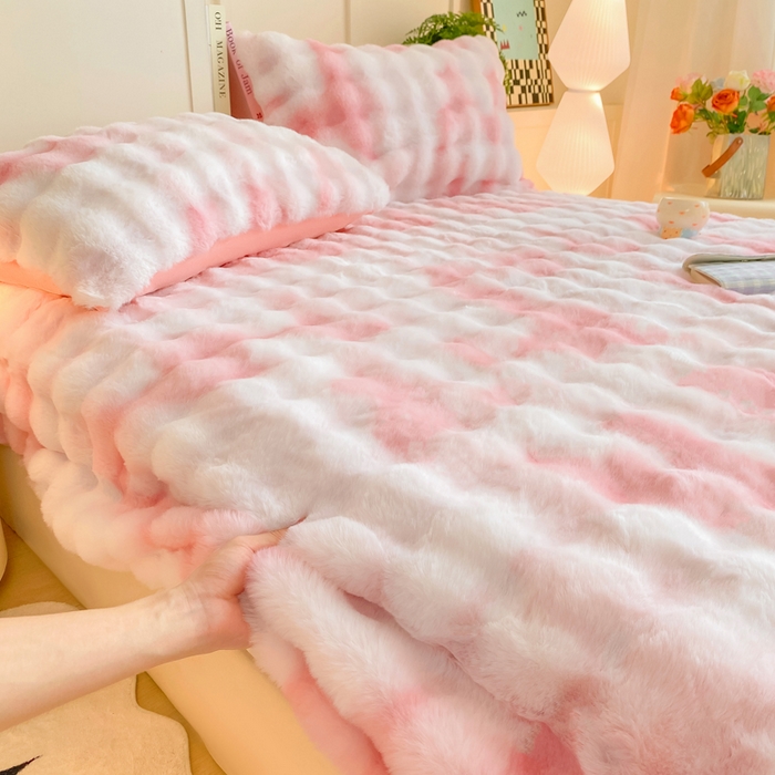 91家纺网 家纺一手货源 找家纺 （总）品乐家纺 2025新款A类300g泡泡兔绒床笠