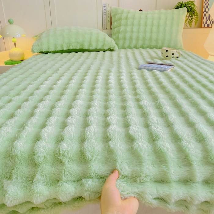 91家纺网 家纺一手货源 找家纺 （总）品乐家纺 2025新款A类300g泡泡兔绒床笠