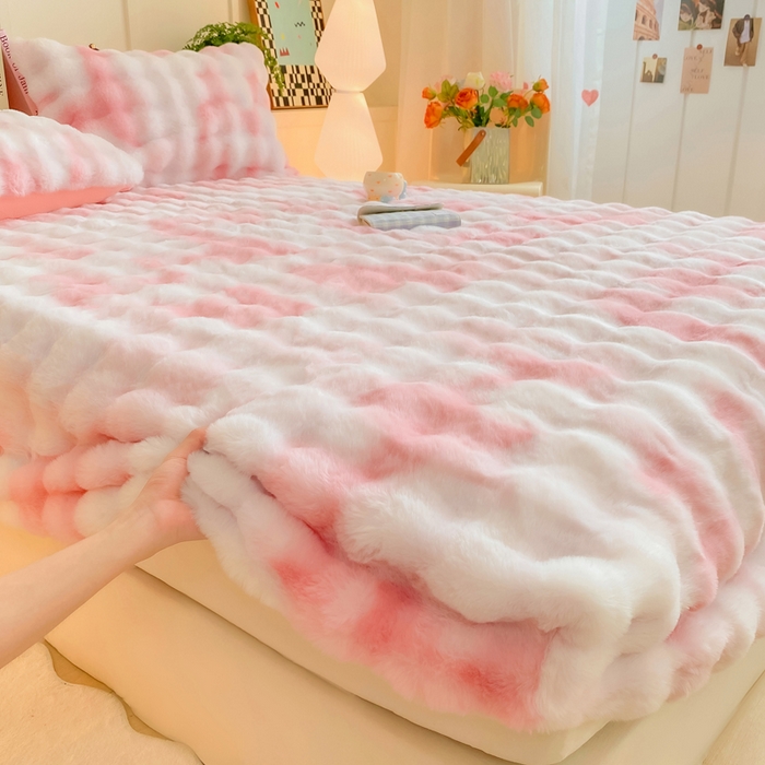 91家纺网 家纺一手货源 找家纺 （总）品乐家纺 2025新款A类300g泡泡兔绒床笠