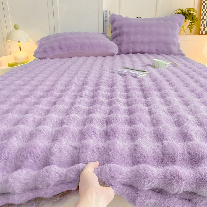 91家纺网 家纺一手货源 找家纺 （总）品乐家纺 2025新款A类300g泡泡兔绒床笠